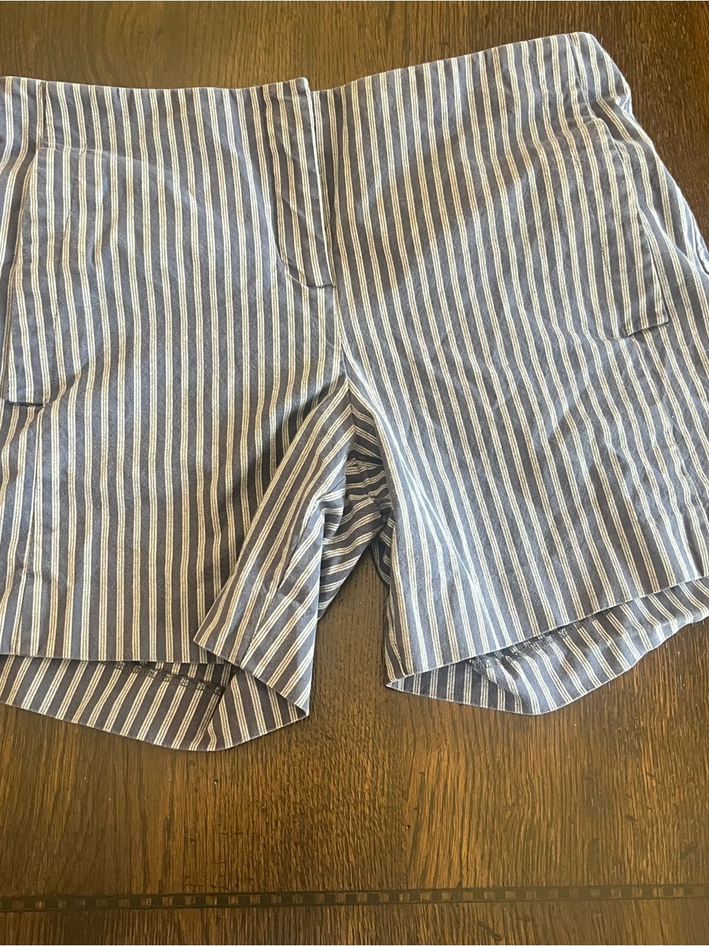 Theory Women’s Size 0 Blue White Pinstripe Shorts Preppy Summer Coastal